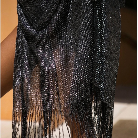 Metallic Fringe Tassel Hem Beach Swim Coverup - Picture 3 of 9